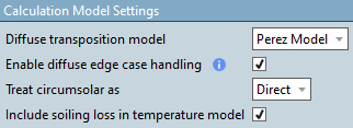 Calculation Model Settings