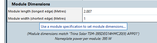 set module dimensions