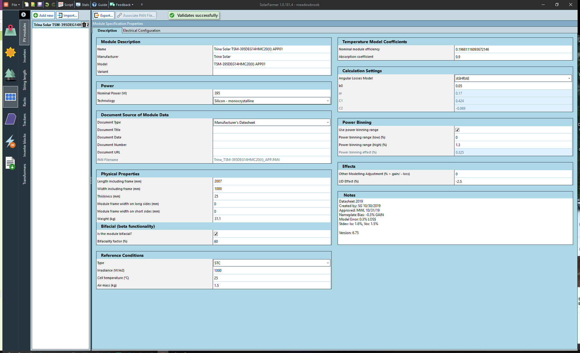 pvmodule properties