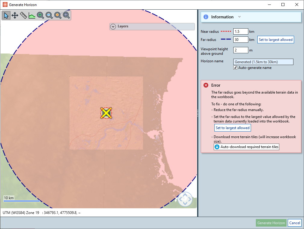 far radius exceeds available tiles