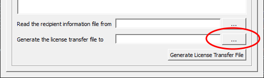 R U S Transfer License Tab Generate the License Transfer File