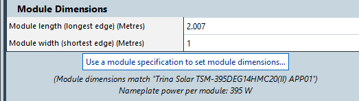 set module dimensions