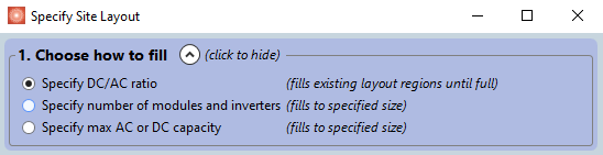 Specify DC/AC ratio