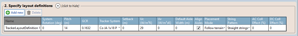 Specify layout definitions