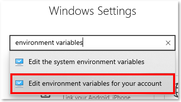 Edit environment variables for your account
