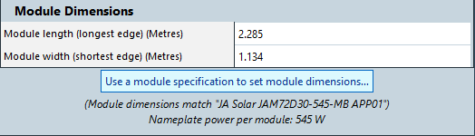 set module dimensions