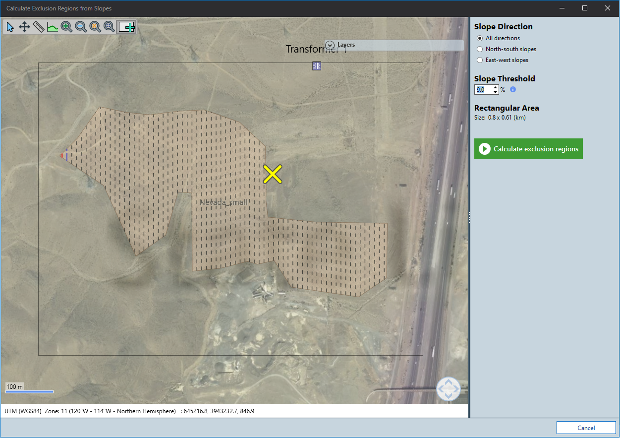 calculate exclusion regions from slopes