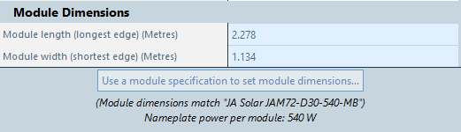 set module dimensions