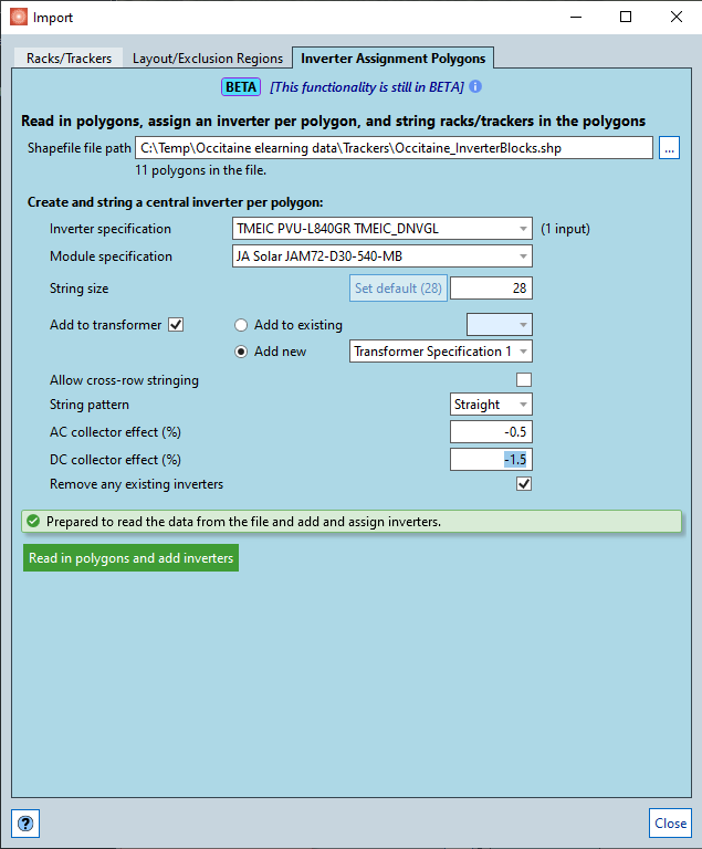 assign inverters dialog