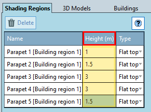 Edit Parapets Properties