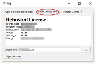 R U S Apply License File Tab