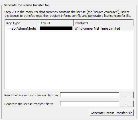 R U S Transfer License Tab Generate License Transfer File